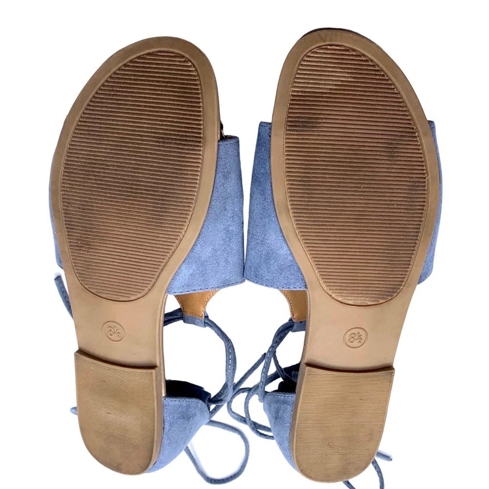 Universal Thread Aileen Ankle Lace Up Blue Faux Suede Open Toe Sandals Size 8.5 - Picture 8 of 9